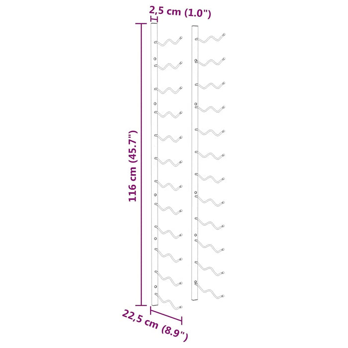 Portavini da Parete per 24 Bottiglie 2 pz Oro in Ferro 340886