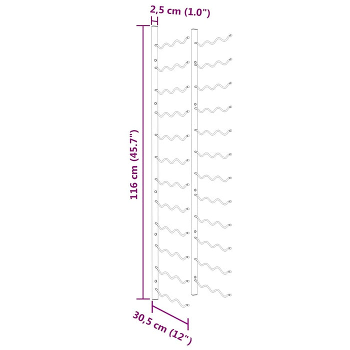 Portavini da Parete per 36 Bottiglie 2 pz Bianchi in Ferro 340889
