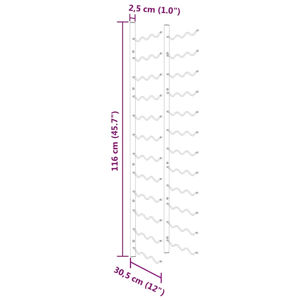 Portavini da Parete per 36 Bottiglie 2 pz Oro in Ferro 340890