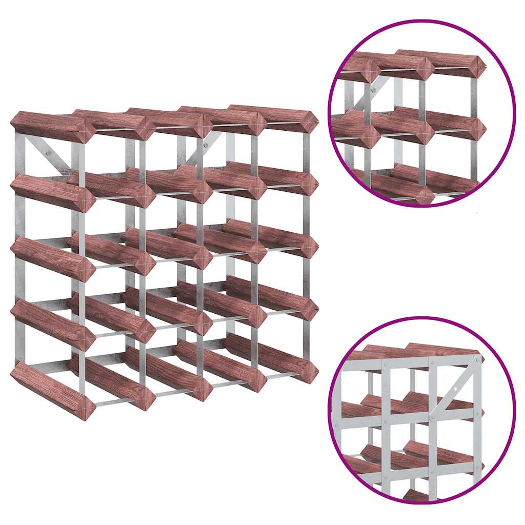 Portabottiglie per 20 Bottiglie Legno Massello di Pino Marrone 340892