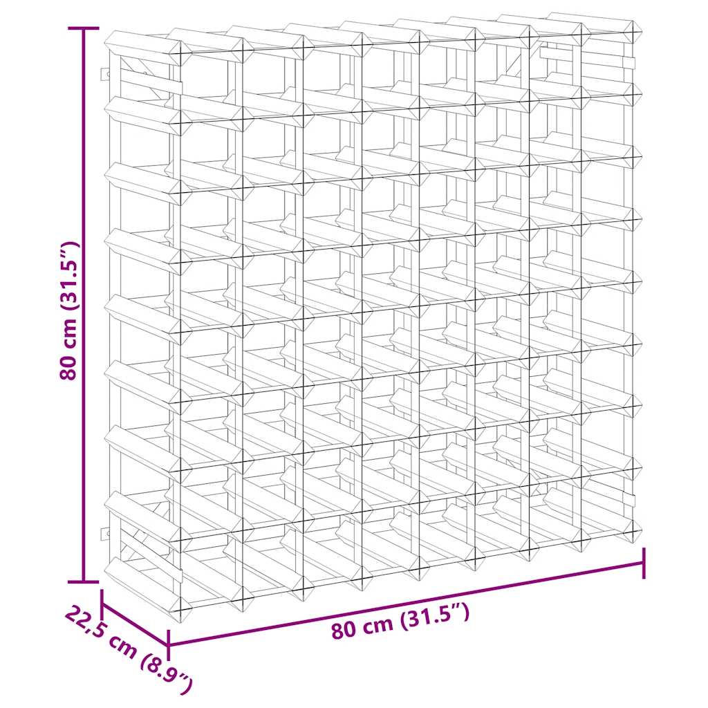 Portabottiglie per 72 Bottiglie Legno Massello di Pino Marrone 340894