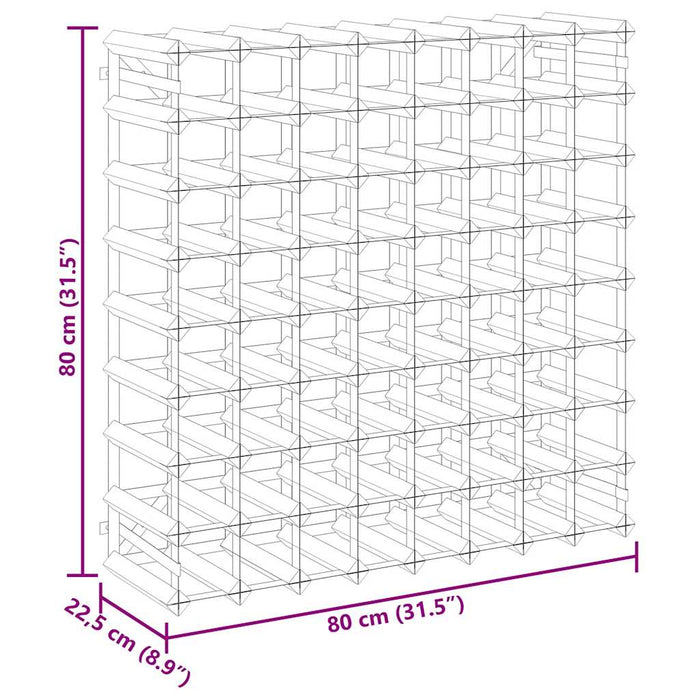 Portabottiglie per 72 Bottiglie Legno Massello di Pino Marrone 340894