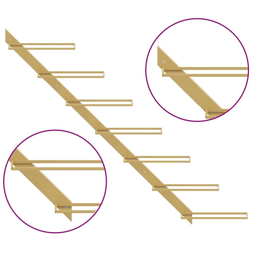Portavini da Parete per 7 Bottiglie Metallo Dorato 340897