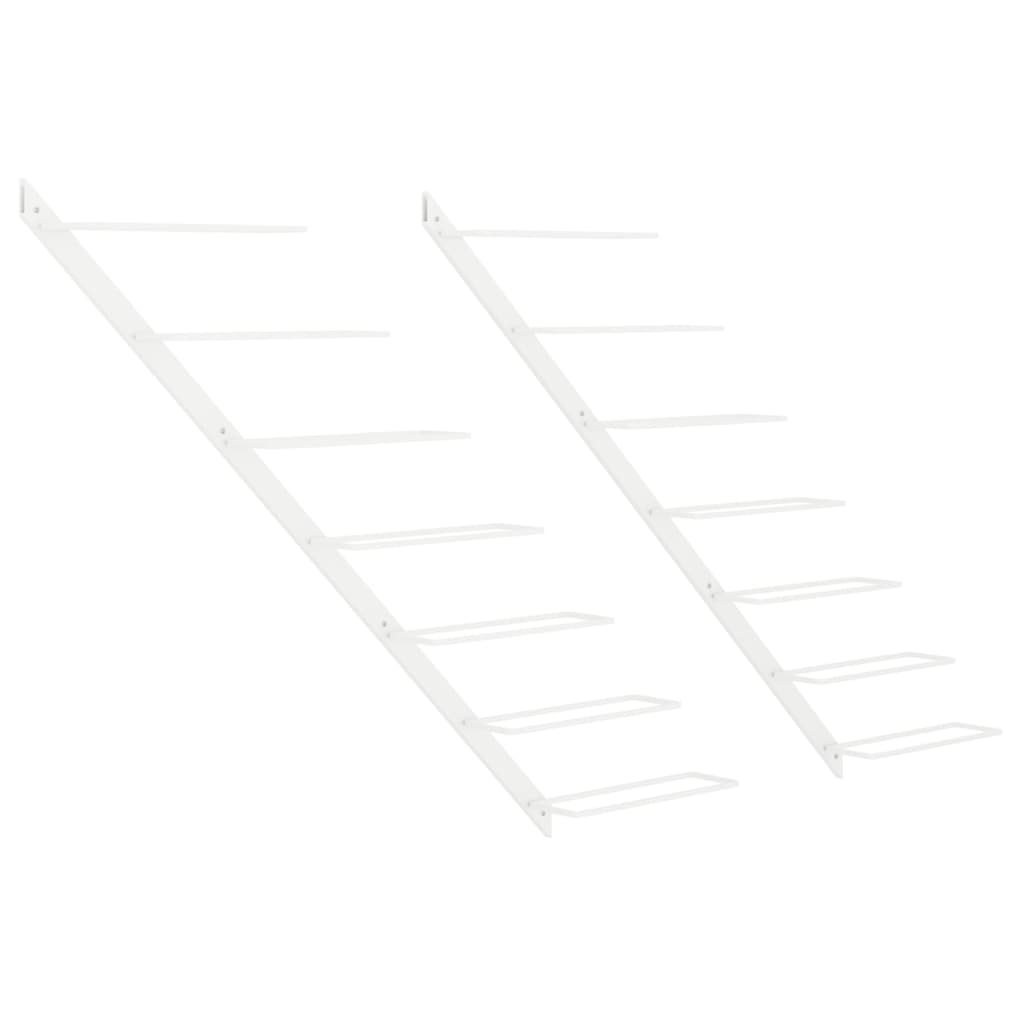 Portavini da Parete per 7 Bottiglie 2 pz Metallo Bianco 340898