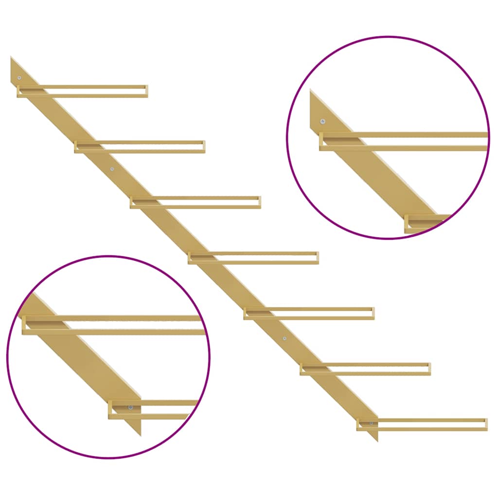 Portavini da Parete per 7 Bottiglie 2 pz Metallo Dorato 340899