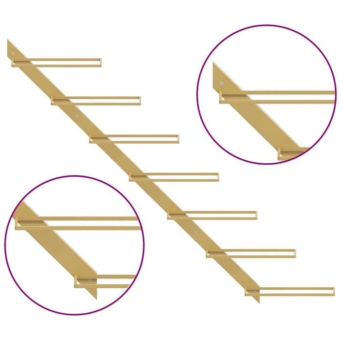 Portavini da Parete per 7 Bottiglie 2 pz Metallo Dorato 340899
