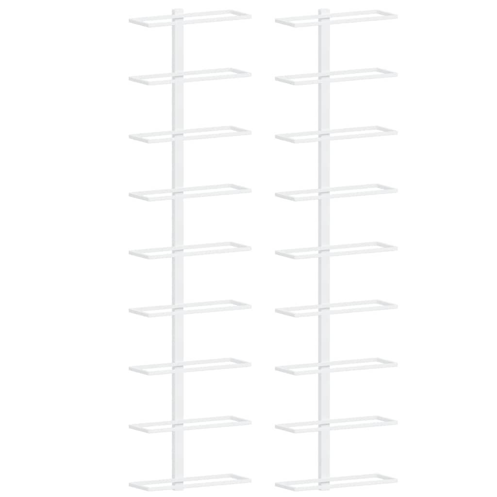 Portavini da Parete per 9 Bottiglie 2 pz Bianco in Ferro 340902