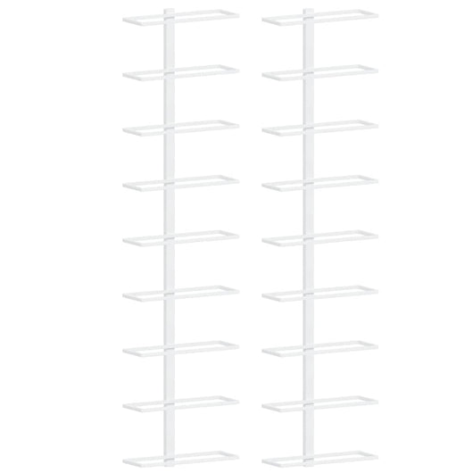 Portavini da Parete per 9 Bottiglie 2 pz Bianco in Ferro 340902