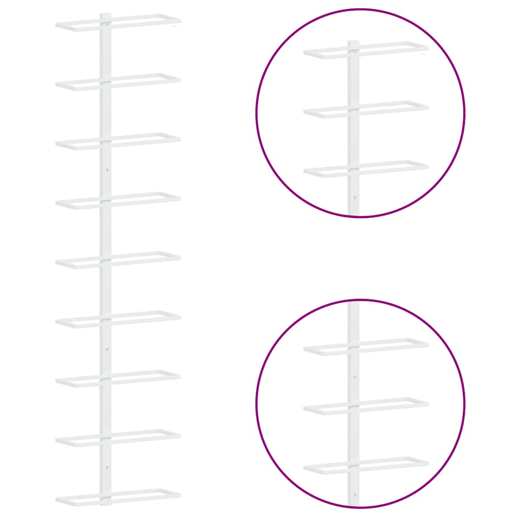 Portavini da Parete per 9 Bottiglie 2 pz Bianco in Ferro 340902