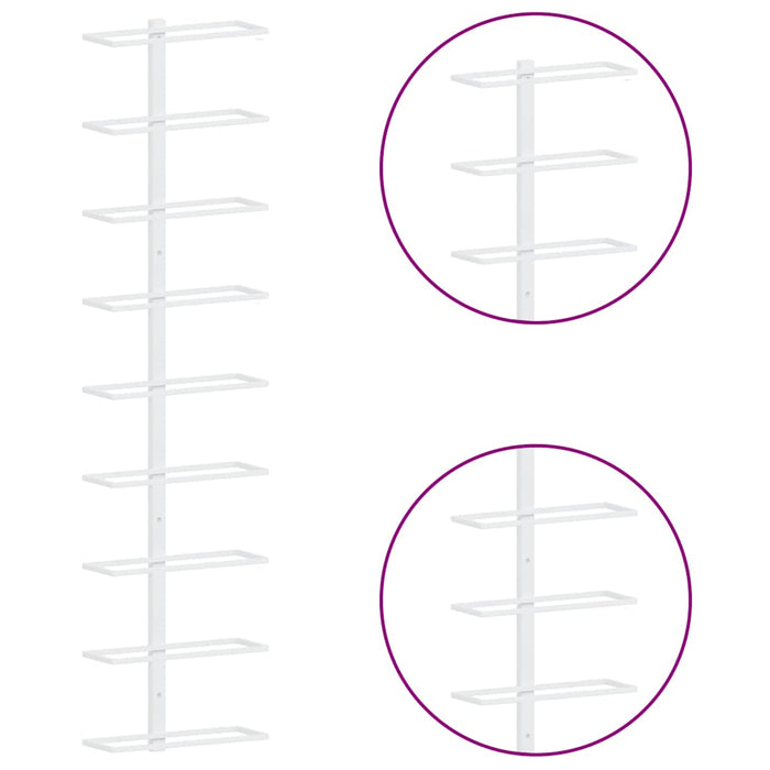 Portavini da Parete per 9 Bottiglie 2 pz Bianco in Ferro 340902