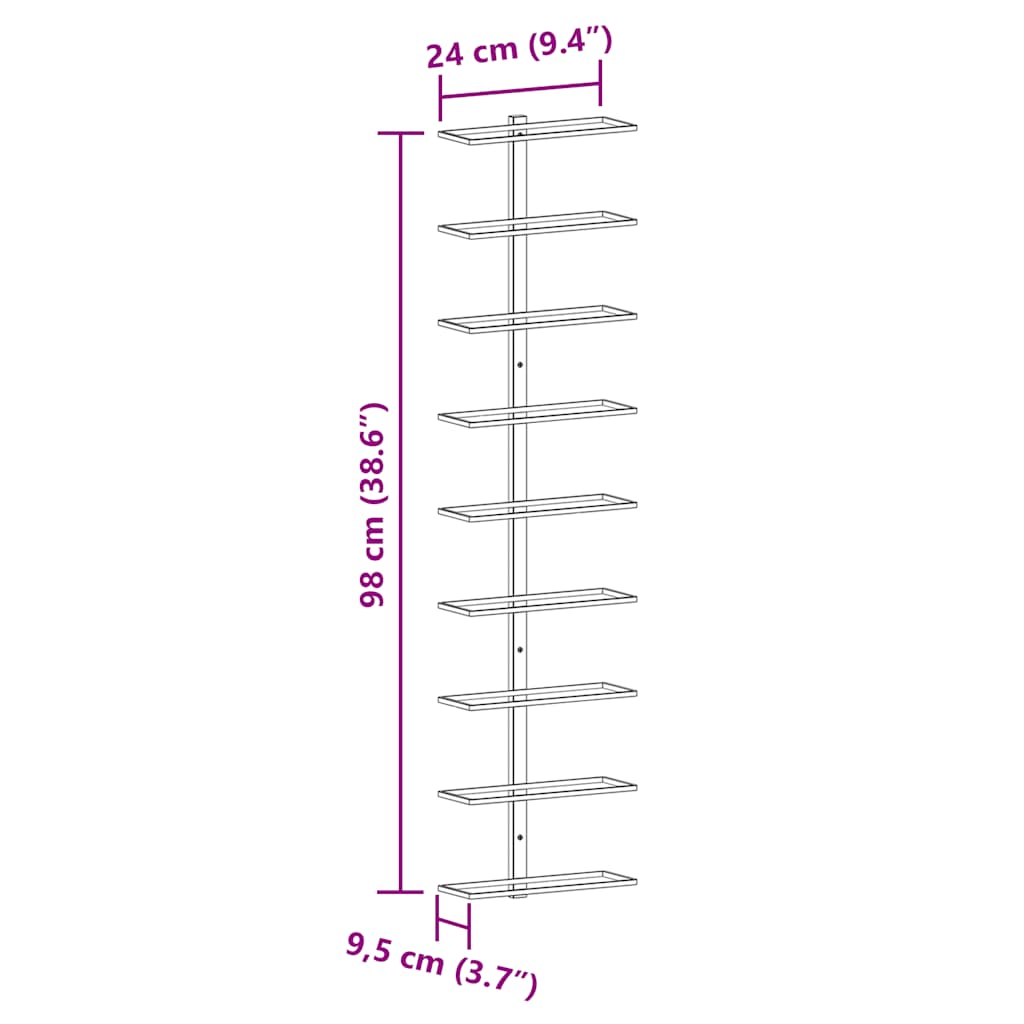 Portavini da Parete per 9 Bottiglie 2 pz Dorato in Ferro 340903