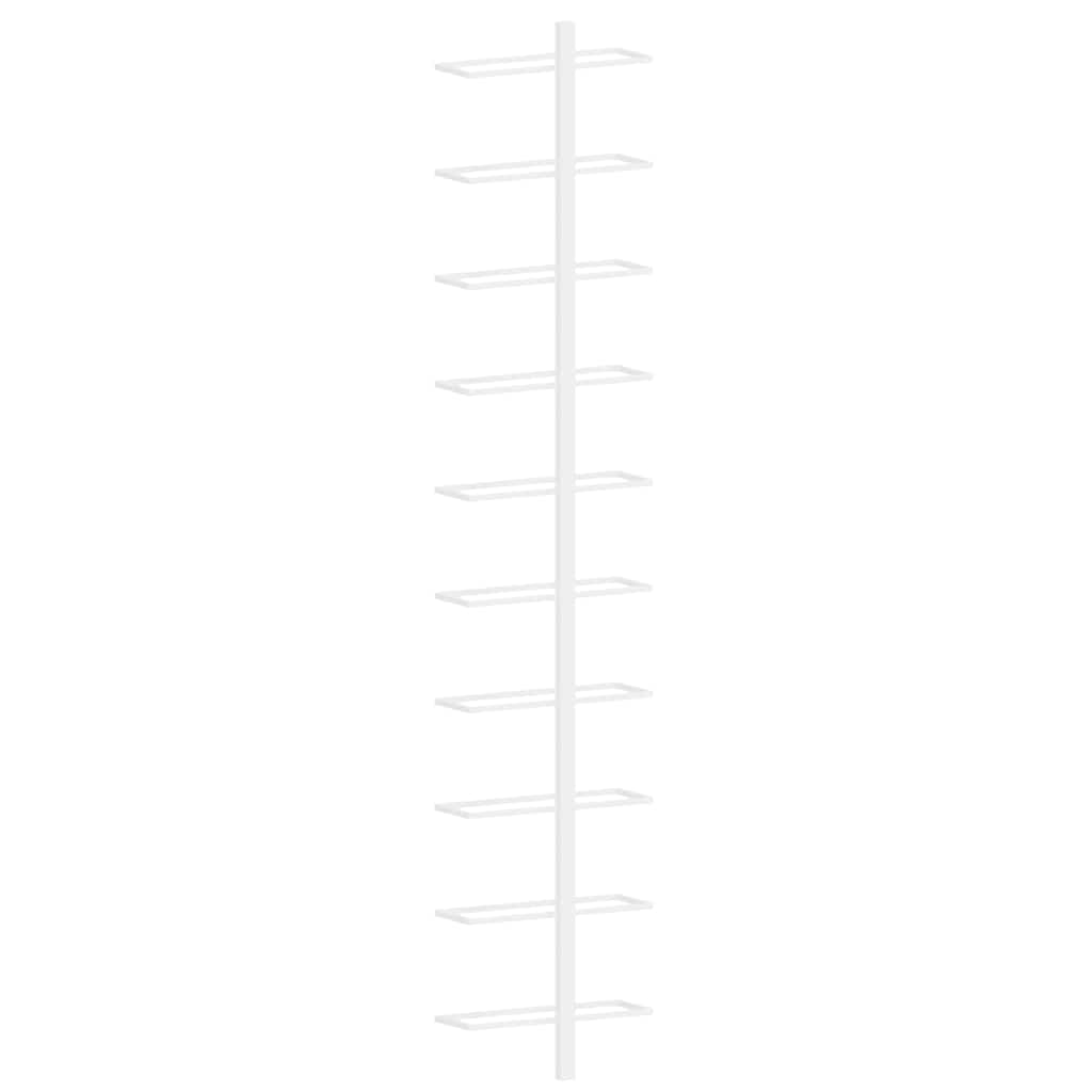 Portavini da Parete per 10 Bottiglie Bianco in Metallo 340904