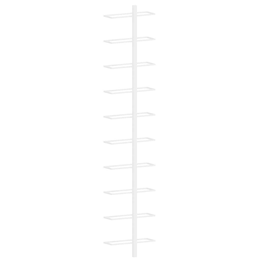 Portavini da Parete per 10 Bottiglie Bianco in Metallo 340904