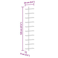Portavini da Parete per 10 Bottiglie Bianco in Metallo 340904