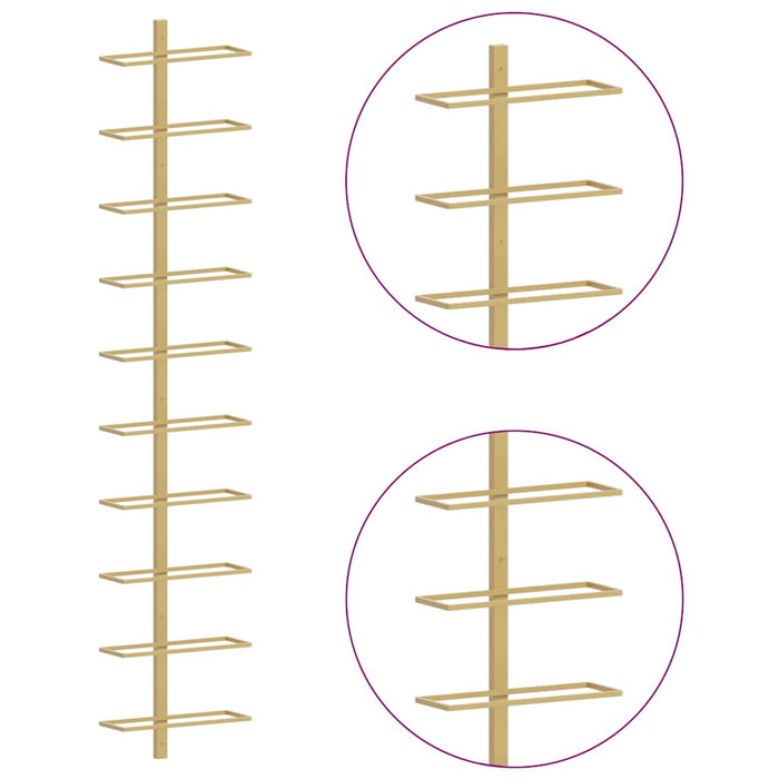 Portavini da Parete per 10 Bottiglie Dorato in Metallo 340905