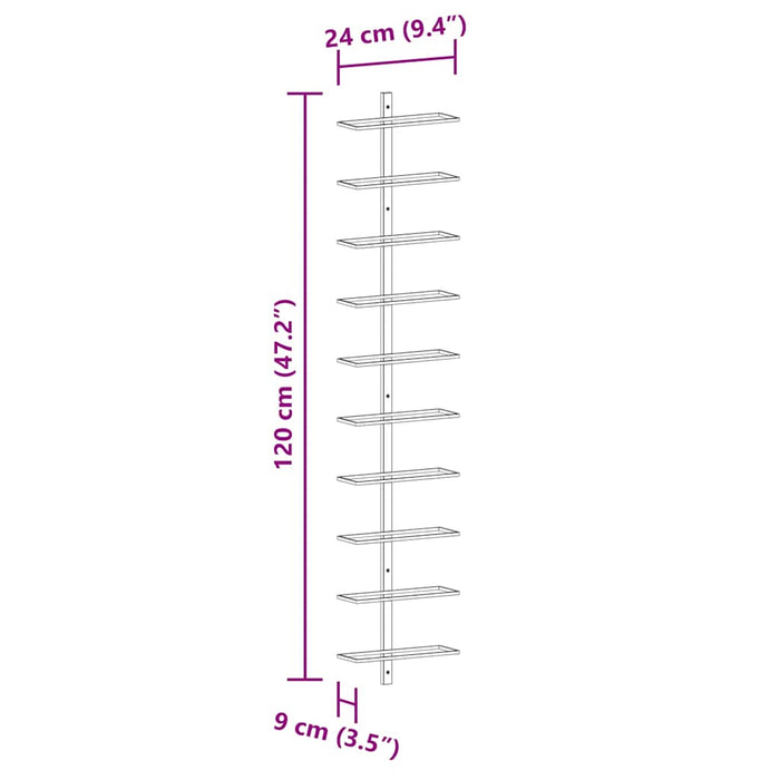 Portavini da Parete per 10 Bottiglie Dorato in Metallo 340905