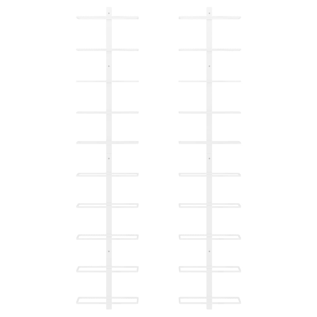 Portavini da Parete per 10 Bottiglie 2 pz Bianco in Metallo cod mxl 49596
