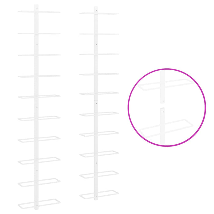 Portavini da Parete per 10 Bottiglie 2 pz Bianco in Metallo cod mxl 49596
