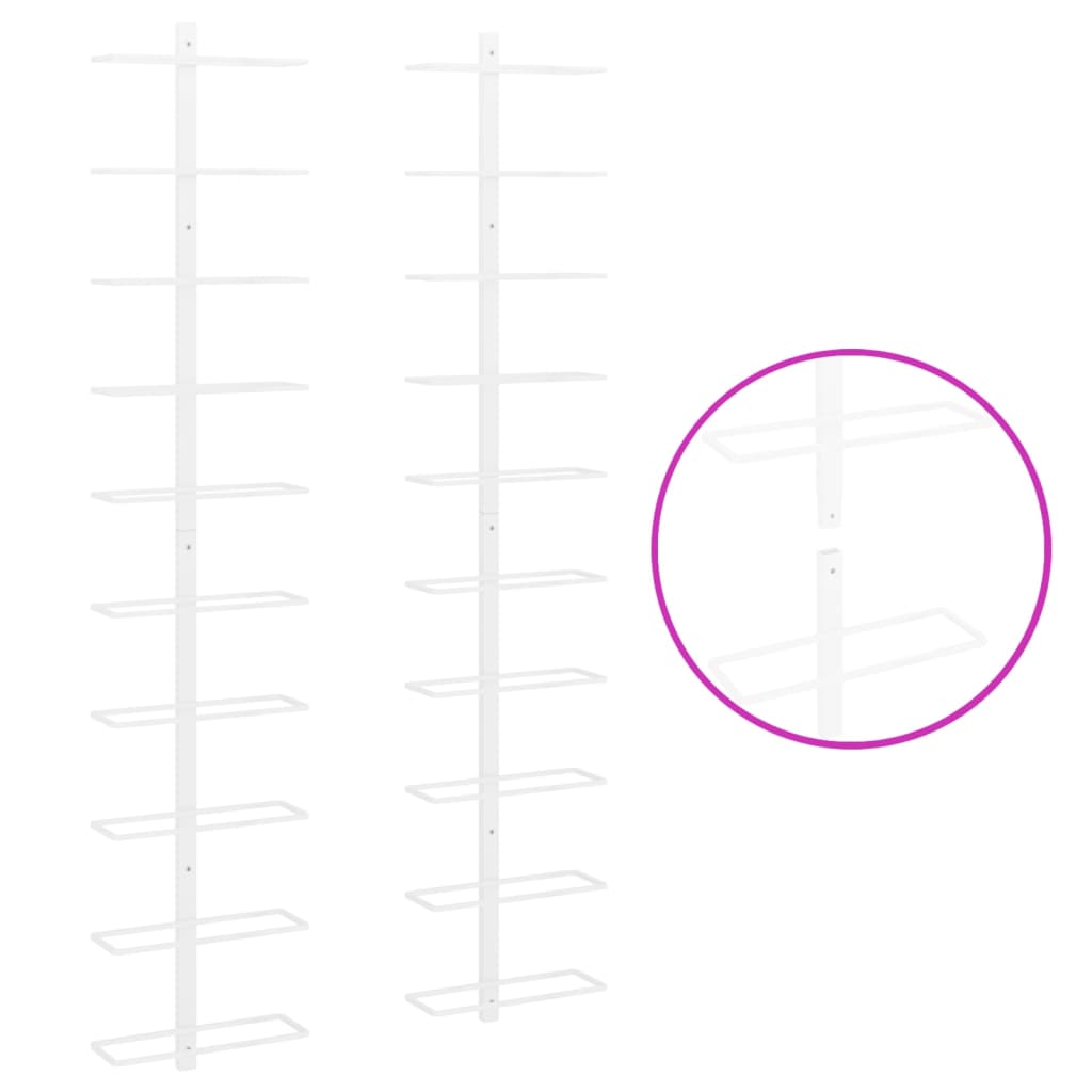 Portavini da Parete per 10 Bottiglie 2 pz Bianco in Metallo 340906