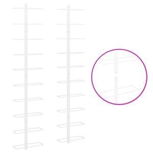 Portavini da Parete per 10 Bottiglie 2 pz Bianco in Metallo 340906