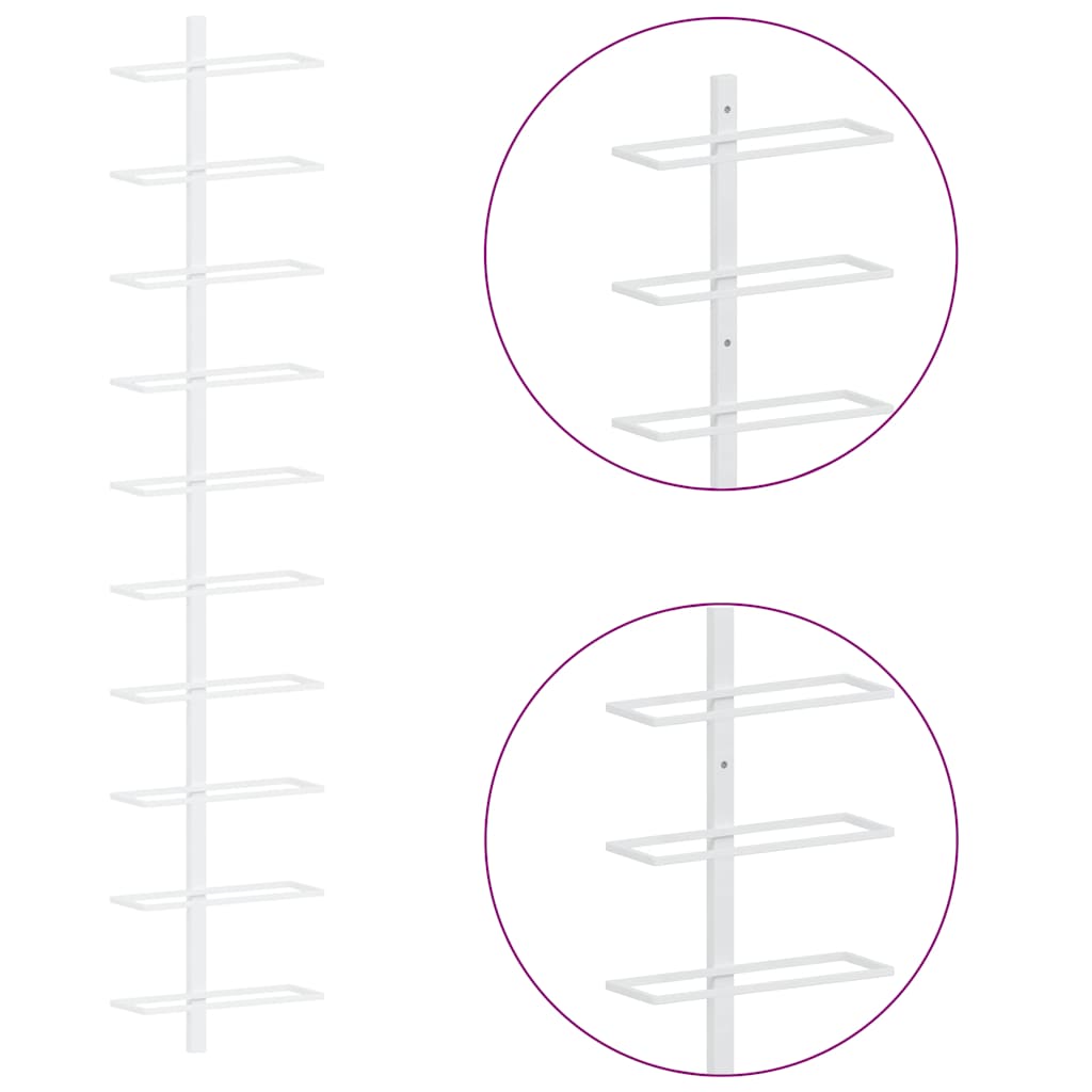 Portavini da Parete per 10 Bottiglie 2 pz Bianco in Metallo 340906