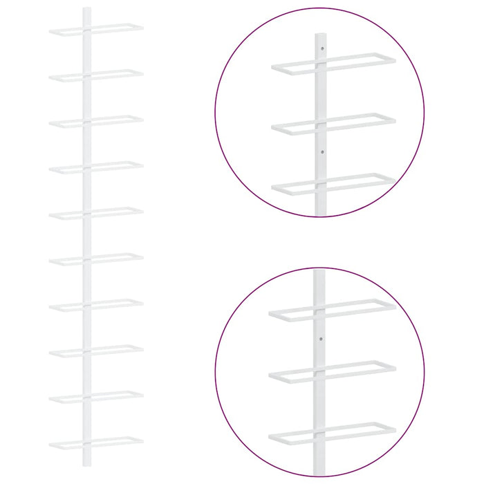 Portavini da Parete per 10 Bottiglie 2 pz Bianco in Metallo 340906