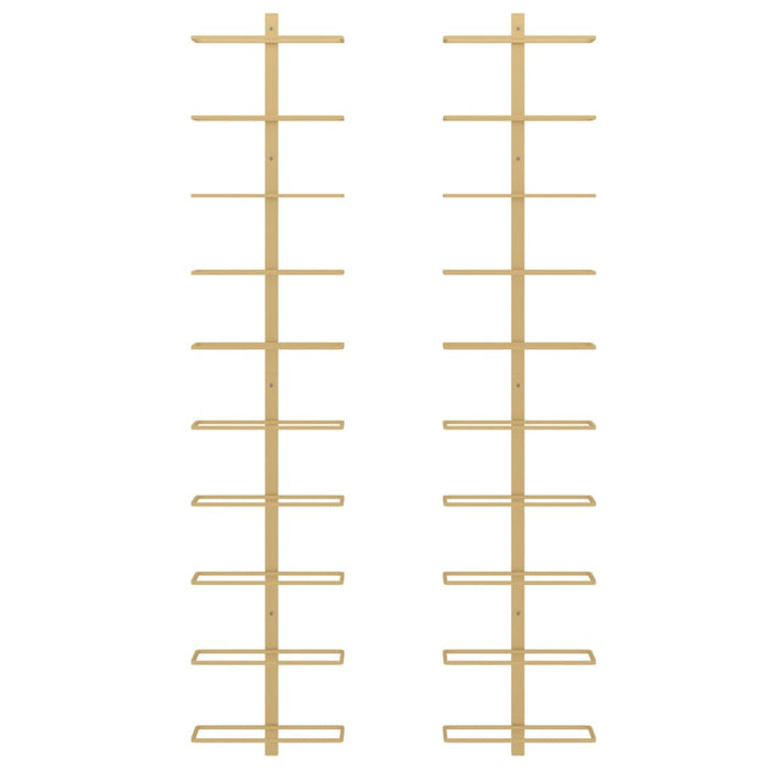 Portavini da Parete per 10 Bottiglie 2 pz Dorato in Metallo 340907