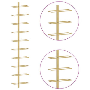 Portavini da Parete per 10 Bottiglie 2 pz Dorato in Metallo 340907