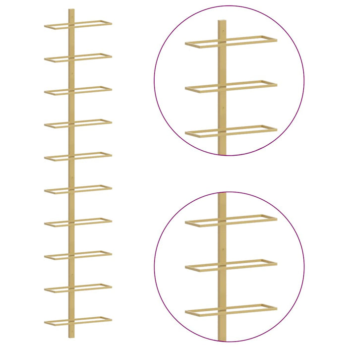 Portavini da Parete per 10 Bottiglie 2 pz Dorato in Metallo 340907