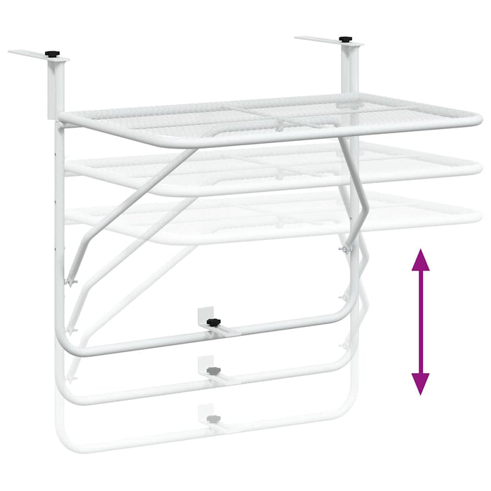 Tavolo da Balcone Bianco 60x40 cm in Acciaio 340916