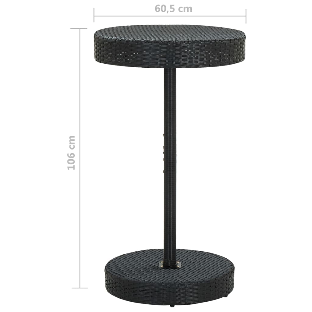 Set Bar da Giardino 3 pz con Cuscini Polyrattan Nero cod mxl 42924