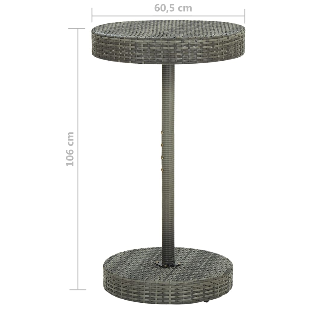 Set Bar da Giardino 3 pz con Cuscini in Polyrattan Grigio 3094773