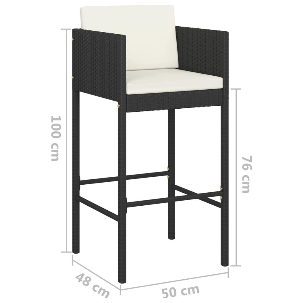 Set Bar da Giardino 5 pz con Cuscini Polyrattan Nero cod mxl 34891