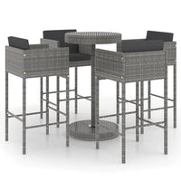 Set da Bar da Giardino 5 pz con Cuscini in Polyrattan Grigio cod mxl 35221