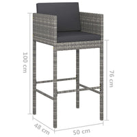 Set da Bar da Giardino 5 pz con Cuscini in Polyrattan Grigio 3094776