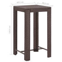 Set Bar da Giardino 3 pz con Cuscini Polyrattan Marrone 3094777