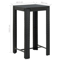 Set Bar da Giardino 3 pz con Cuscini Polyrattan Nero 3094778