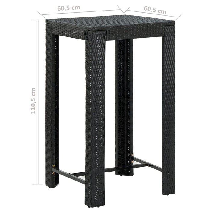 Set Bar da Giardino 3 pz con Cuscini Polyrattan Nero 3094778