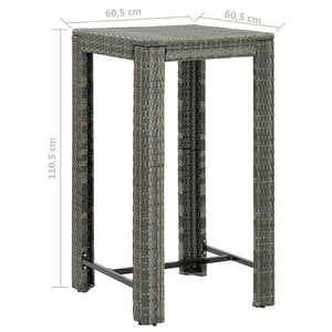 Set Bar da Giardino 3 pz con Cuscini in Polyrattan Grigio 3094779