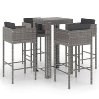 Set da Bar da Giardino 5 pz con Cuscini in Polyrattan Grigio cod mxl 44276