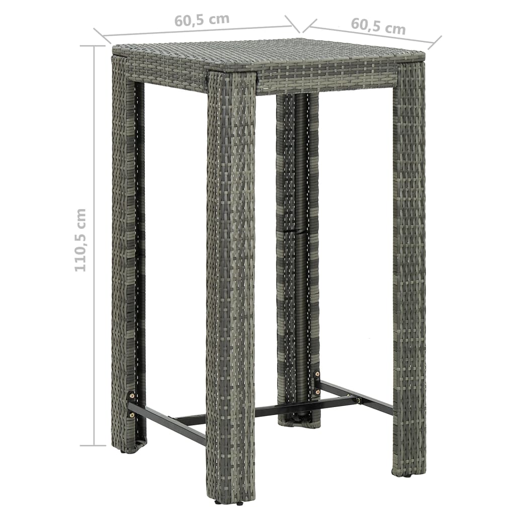 Set da Bar da Giardino 5 pz con Cuscini in Polyrattan Grigio cod mxl 44276