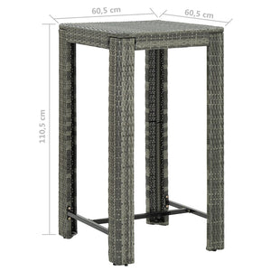 Set da Bar da Giardino 5 pz con Cuscini in Polyrattan Grigio cod mxl 44276