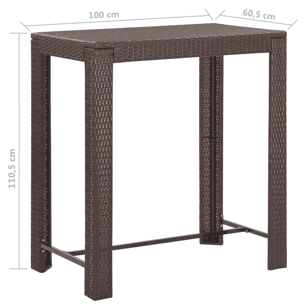 Set da Bar da Giardino 5 pz con Cuscini in Polyrattan Marrone