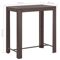 Set da Bar da Giardino 5 pz con Cuscini in Polyrattan Marrone