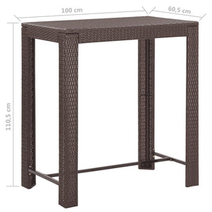Set da Bar da Giardino 5 pz con Cuscini in Polyrattan Marrone