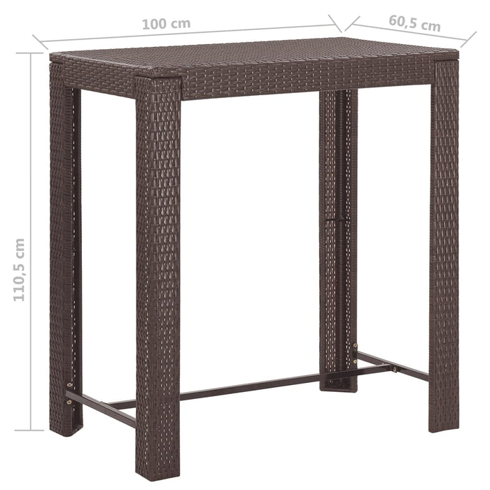 Set da Bar da Giardino 5 pz con Cuscini in Polyrattan Marrone