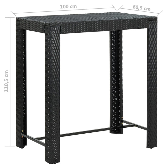 Set Bar da Giardino 5 pz con Cuscini Polyrattan Nero cod mxl 39395