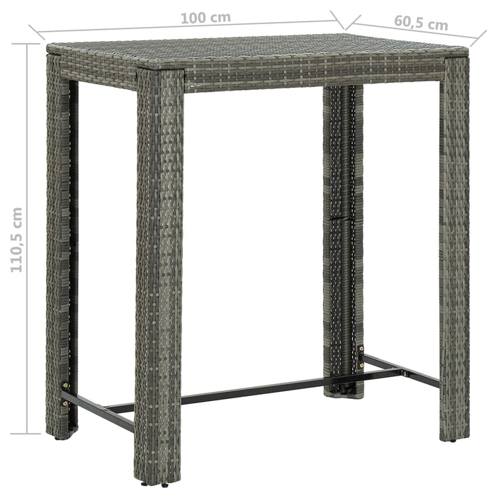 Set da Bar da Giardino 5 pz con Cuscini in Polyrattan Grigio 3094785