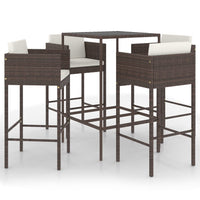 Set da Bar da Giardino 5 pz con Cuscini in Polyrattan Marrone 3094789