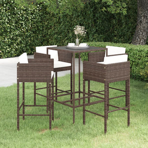 Set da Bar da Giardino 5 pz con Cuscini in Polyrattan Marrone 3094789